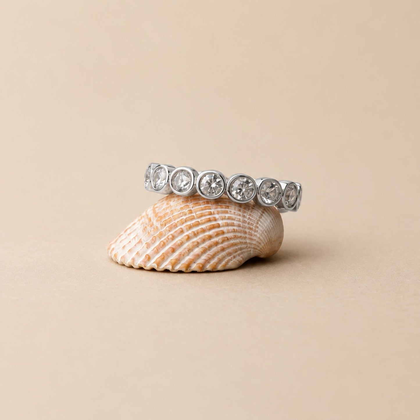 Damen Ring Gold Perlenoptik funkelnde Zirkonsteine wasserfest