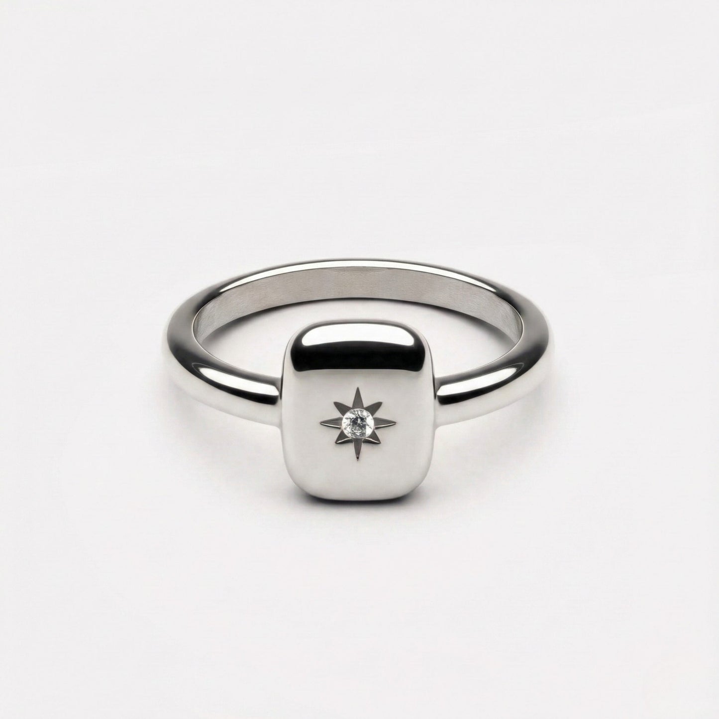 Damen Ring Gold Sternenmotiv weißer Schmuckstein wasserfest
