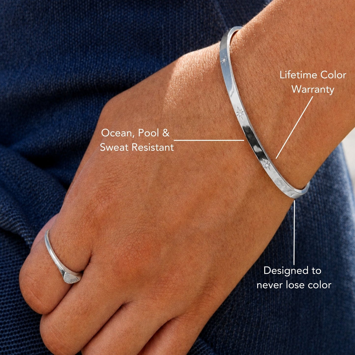 Damen Armreif Gold mit Sternmotiv und Zirkonsteinen verstellbar wasserfest hypoallergen