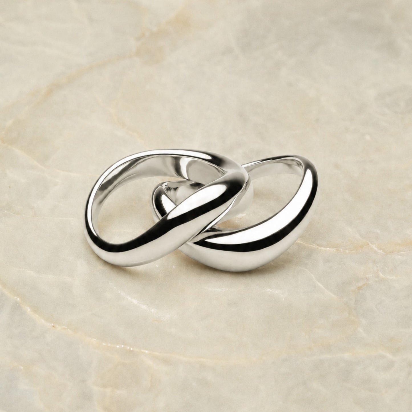 Damen Ring Set Gold stapelbar wasserdicht hypoallergen 2-teilig