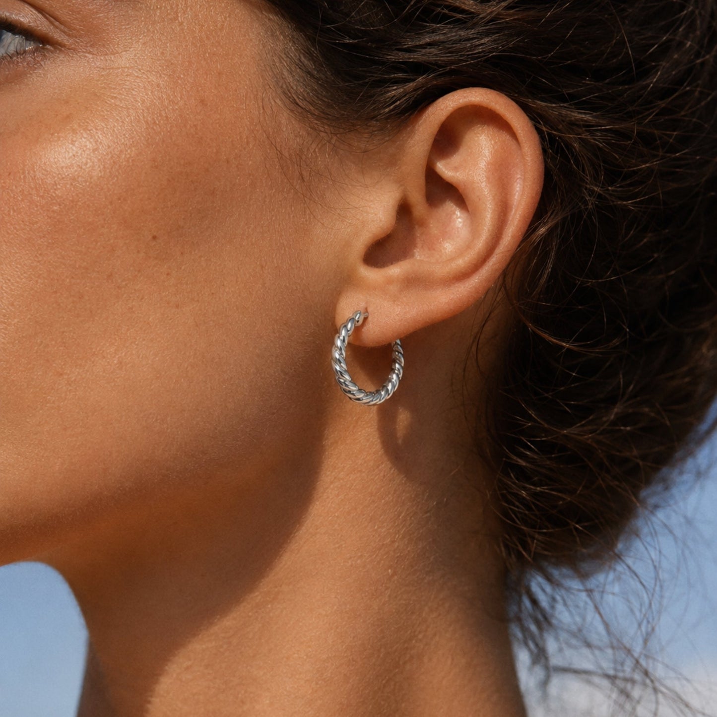Damen gedrehte Creolen gold Edelstahl wasserfest hypoallergen
