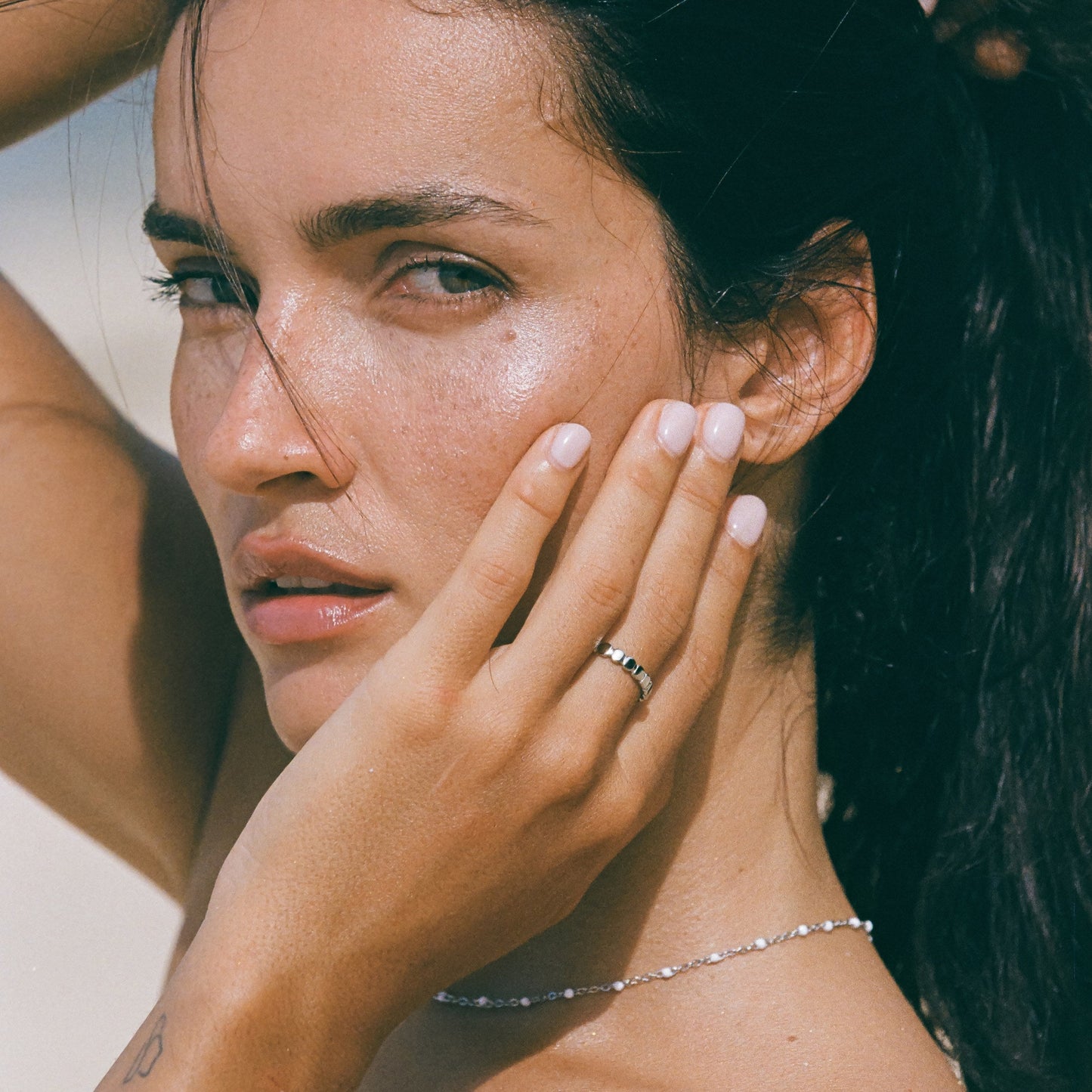 Damen Ring Gold Perlenstruktur wasserfest hypoallergen