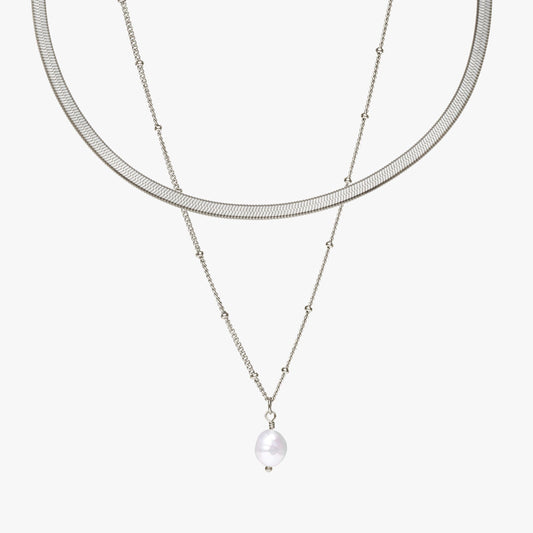 Damen Schmuckset Gold wasserfest Choker mit Barockperlen-Anhänger 2-teilig