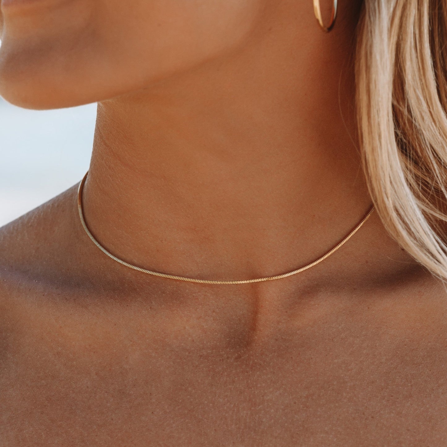 Damen Choker Halskette Gold filigrane Gliederkette wasserdicht hypoallergen
