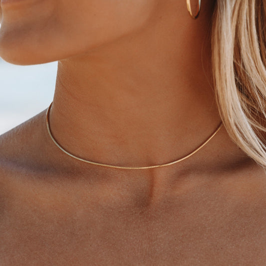 Damen Choker Halskette Gold filigrane Gliederkette wasserdicht hypoallergen