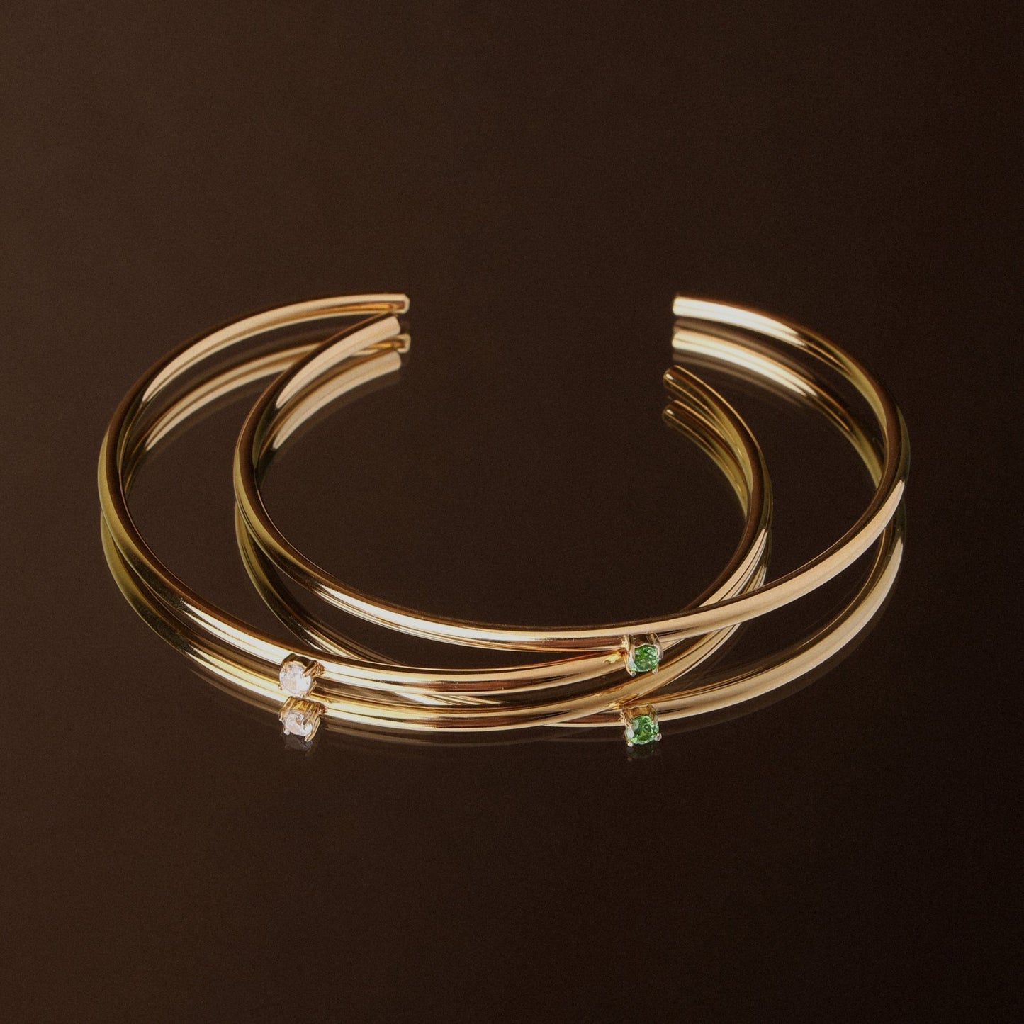 Damen Armreif Gold mit weißem Zirkon verstellbar wasserfest hypoallergen Edelstahl