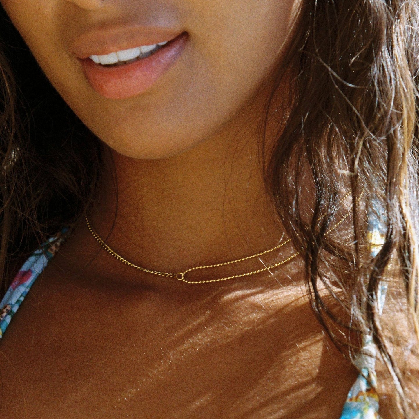 Damen Choker Halskette Gold Gliederkette verstellbar wasserdicht hypoallergen