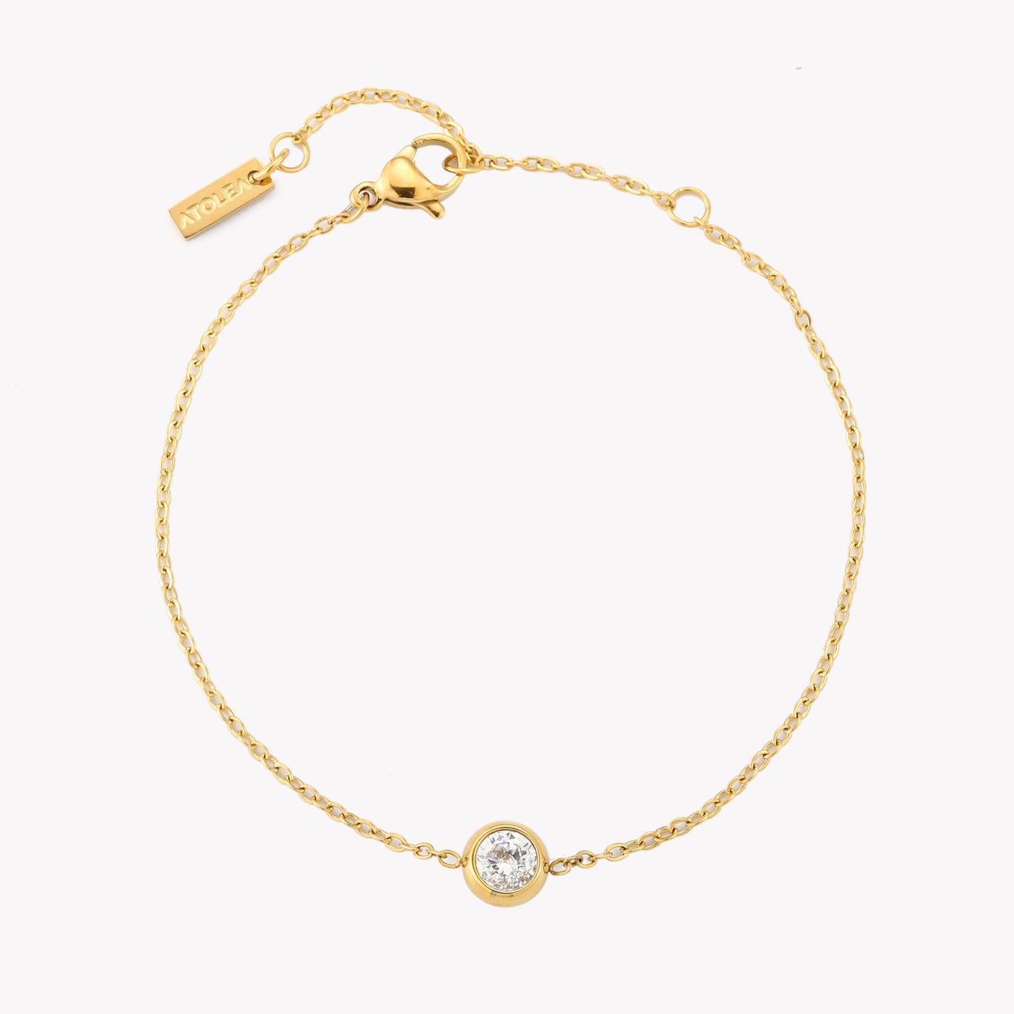 Damen Armband Gold mit weißem Zirkon verstellbar wasserfest hypoallergen Edelstahl