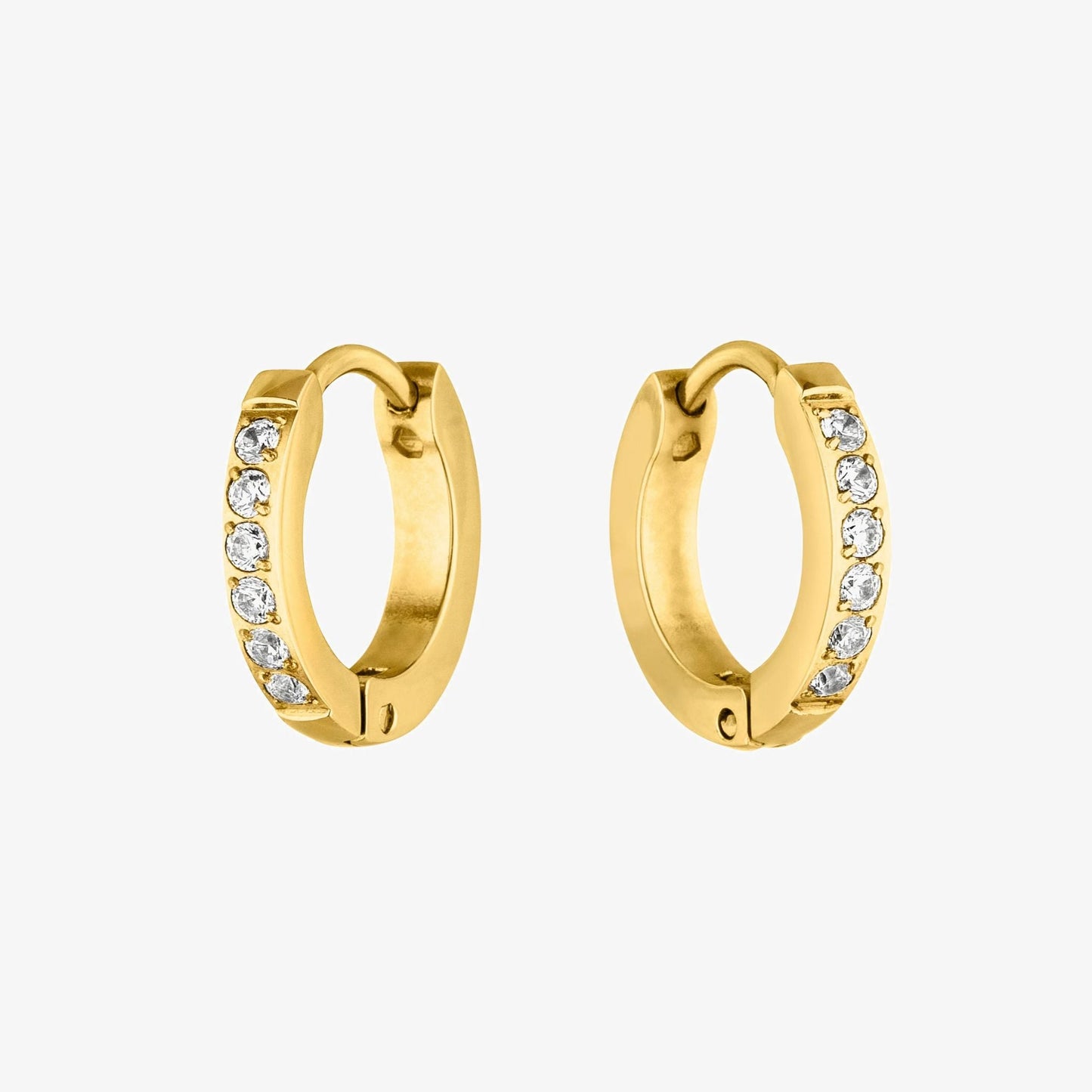 Damen Mini Creolen gold Zirkonia Edelstahl wasserfest hypoallergen