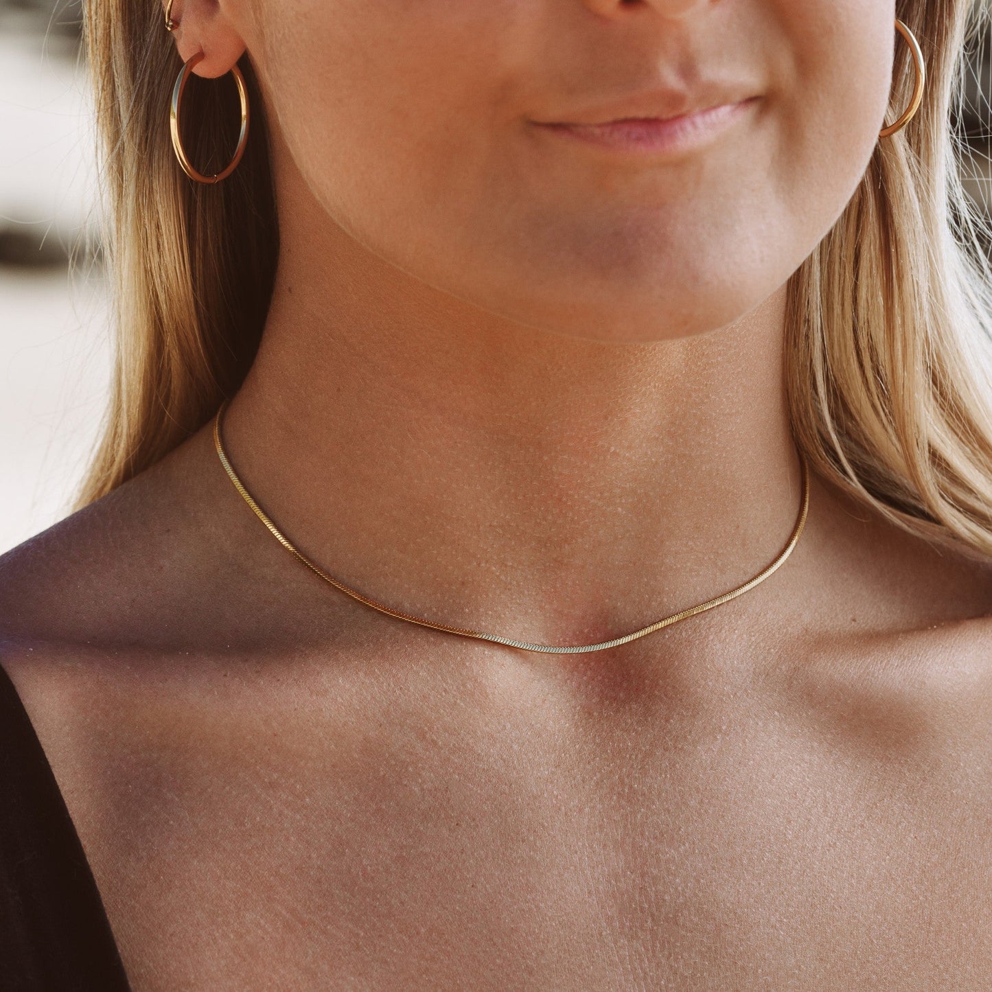 Damen Choker Halskette Gold filigrane Gliederkette wasserdicht hypoallergen