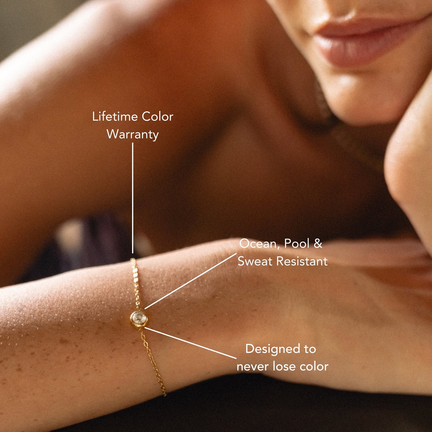 Damen Armband Gold mit weißem Zirkon verstellbar wasserfest hypoallergen Edelstahl