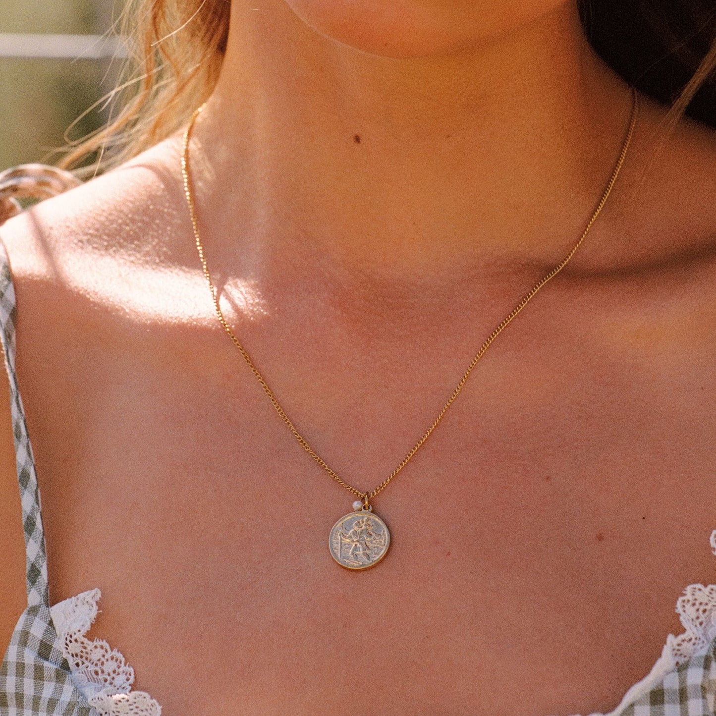 Damen Medaillon Halskette Gold mit Süßwasserperle wasserfest