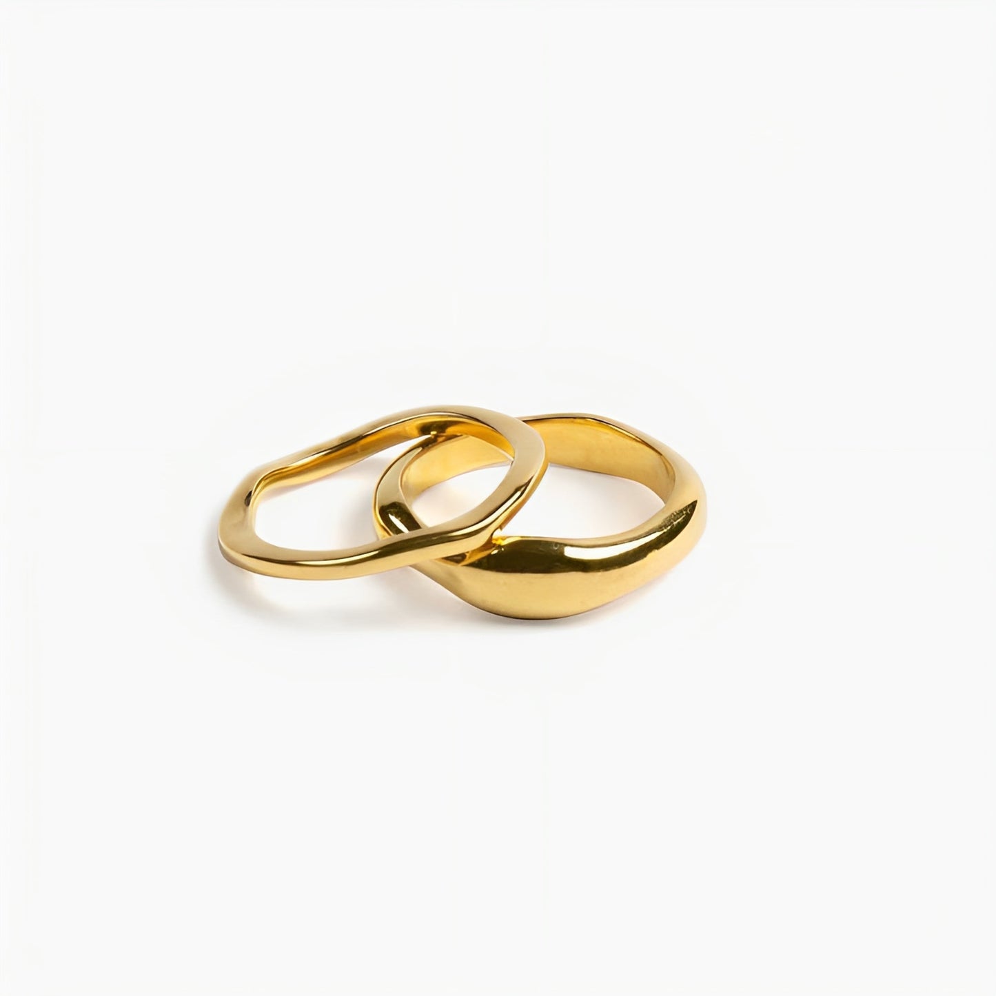 Damen Ring Set gold wasserfest stapelbar 2-teilig hypoallergen