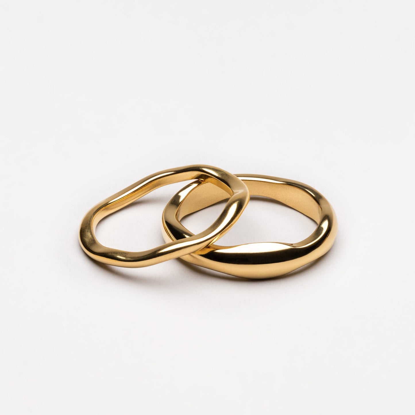 Damen Ring Set gold wasserfest stapelbar 2-teilig hypoallergen
