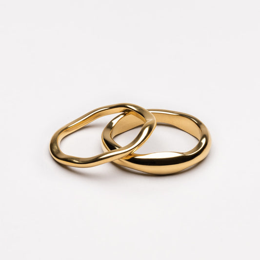 Damen Ring Set gold wasserfest stapelbar 2-teilig hypoallergen