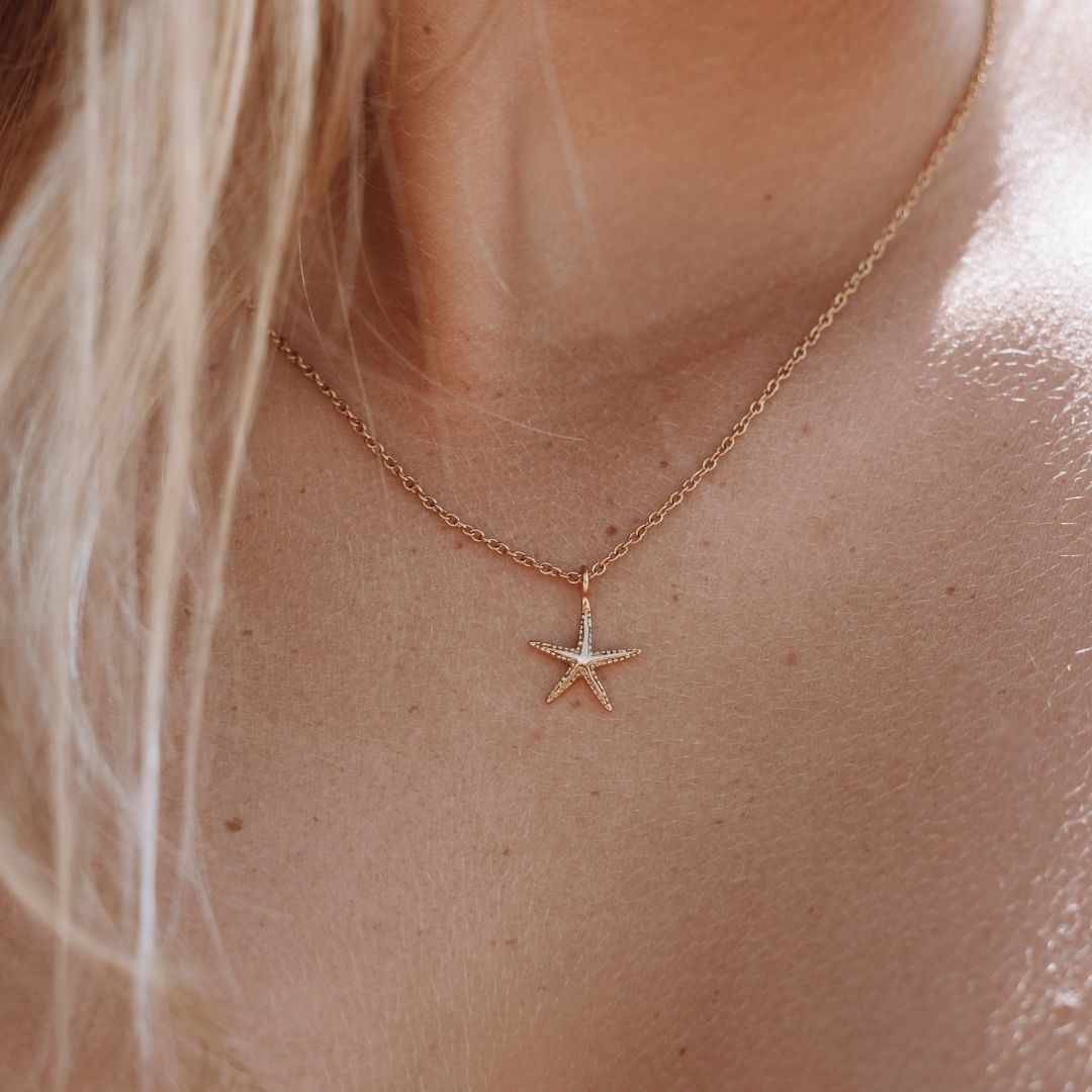 Damen Seestern Halskette Gold mit Anhänger wasserfest Edelstahl verstellbar
