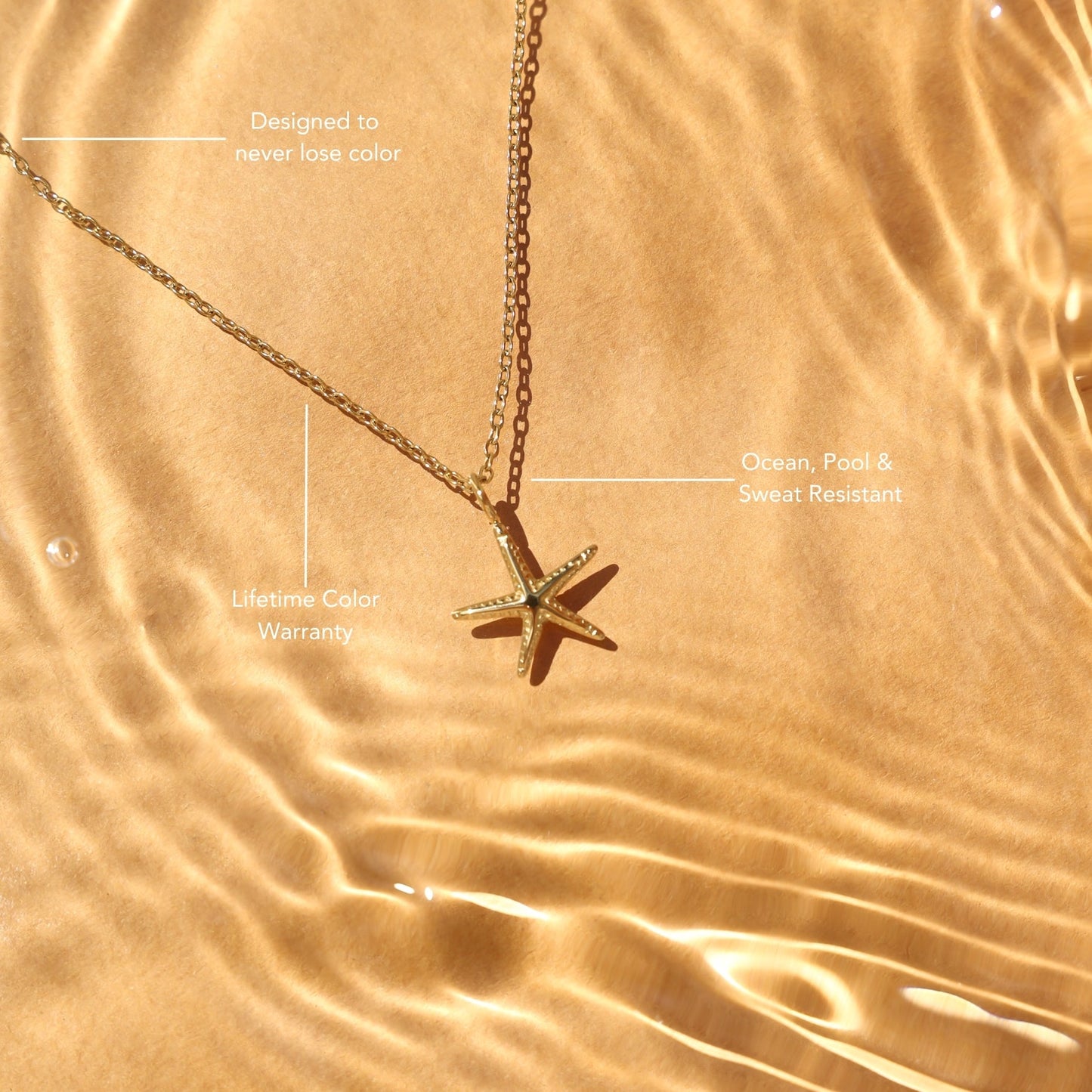 Damen Seestern Halskette Gold mit Anhänger wasserfest Edelstahl verstellbar