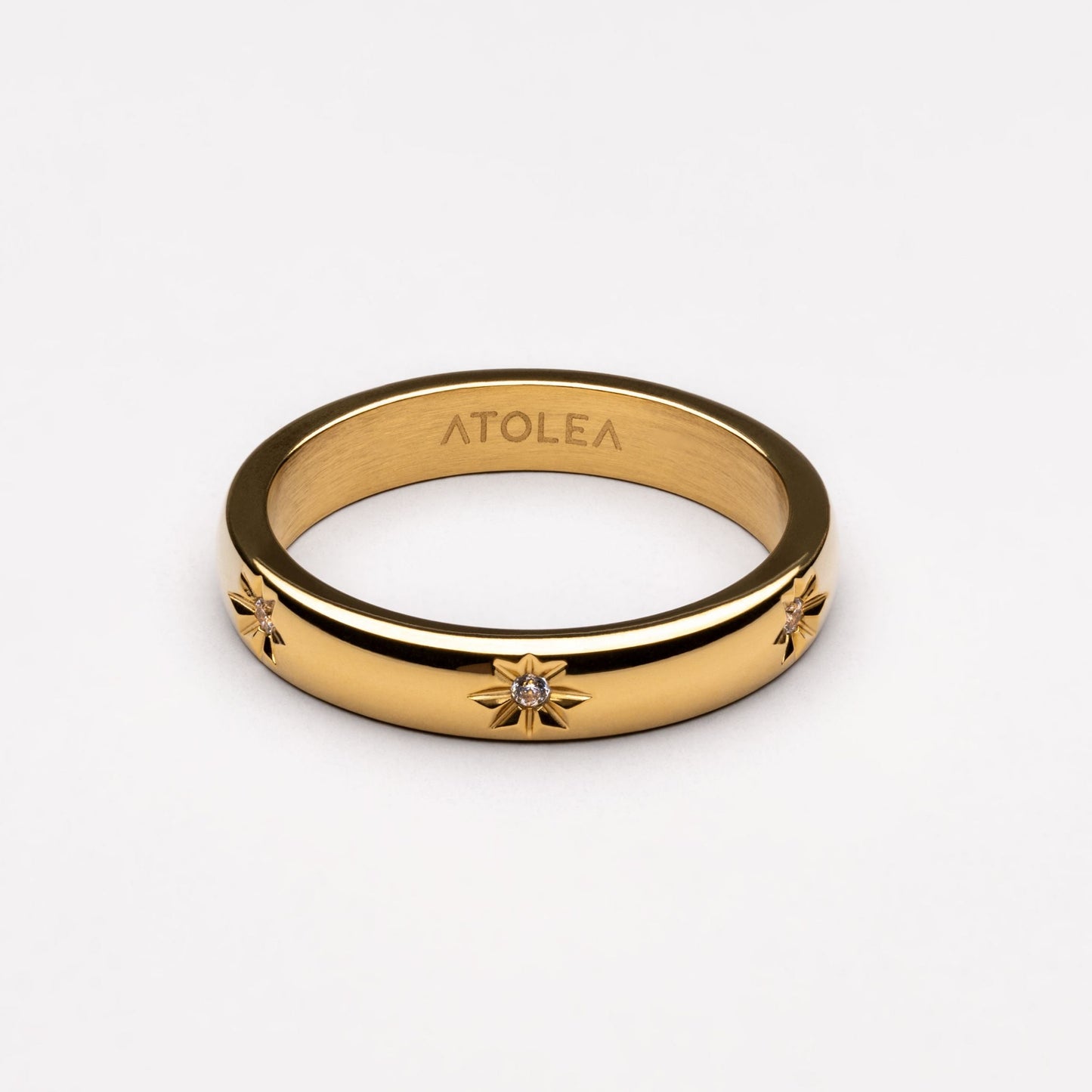 Damen Bandring Gold funkelnd mit Zirkonia und Starburst-Design