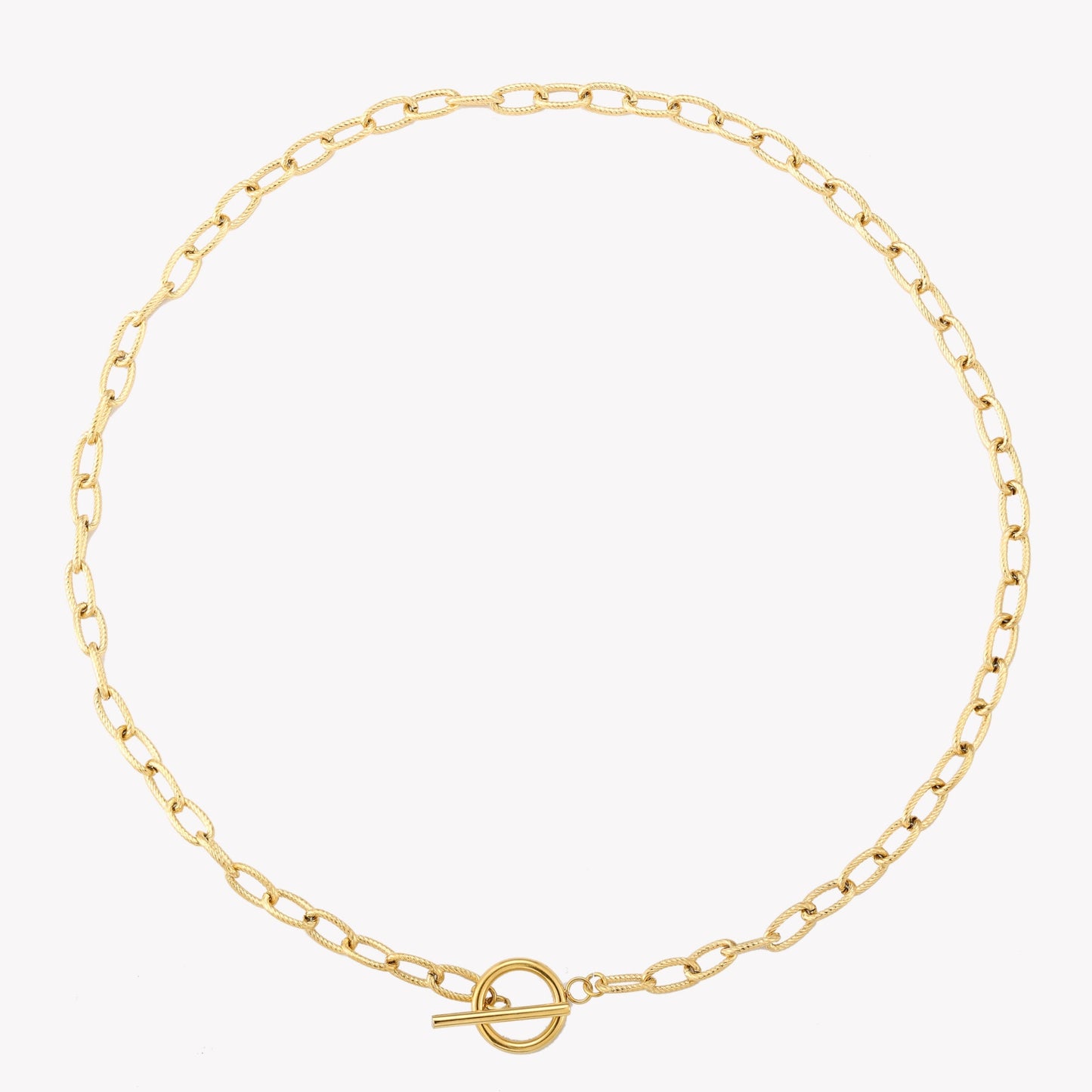 Damen Paperclip Choker Gold wasserfest mit Toggle Verschluss