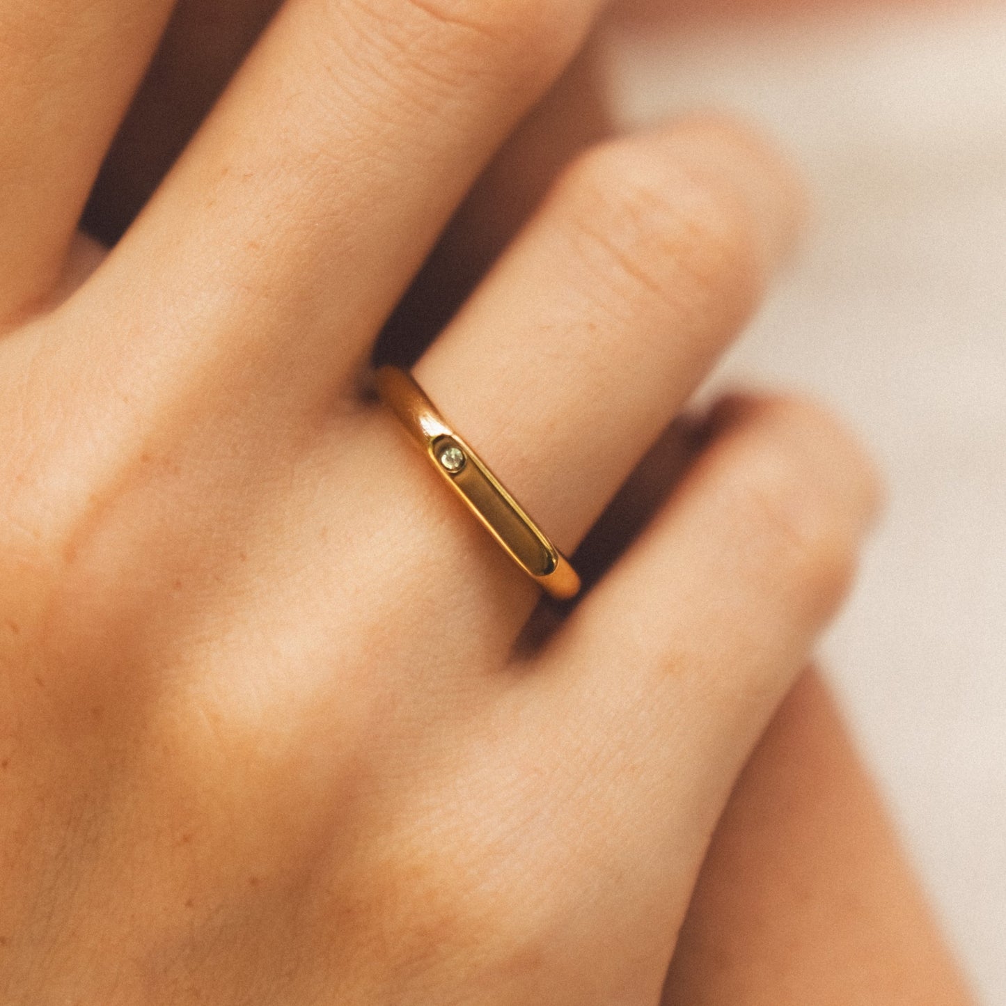 Damen Ring Gold mit weißem Zirkon, wasserfest, hypoallergen