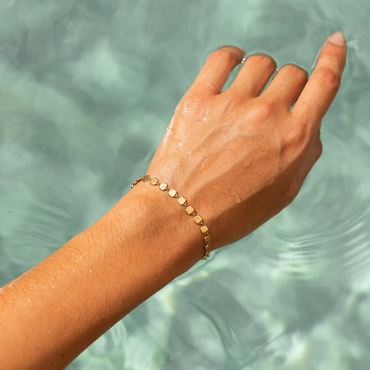 Damen Armband Gold Square Link verstellbar wasserfest hypoallergen Edelstahl