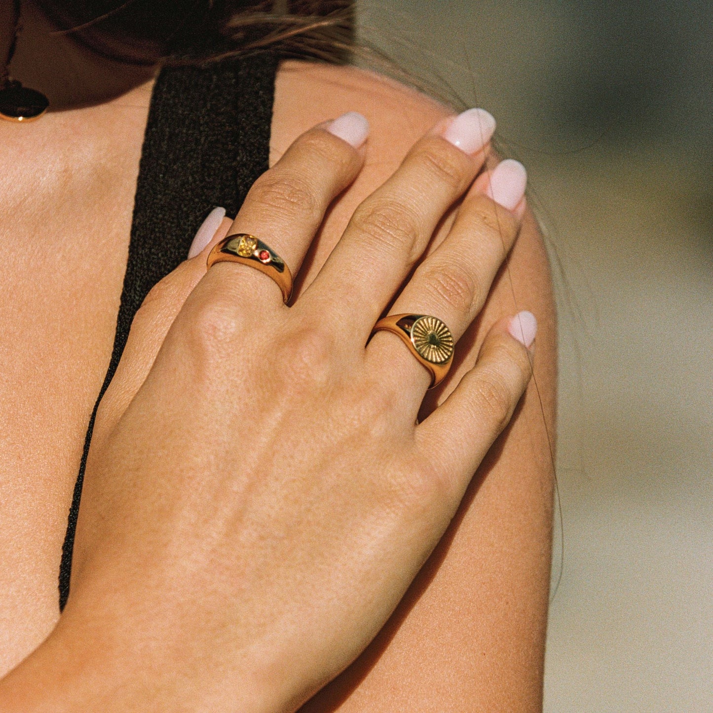 Damen Ring gold wasserfest hypoallergen breit 18k PVD Beschichtung