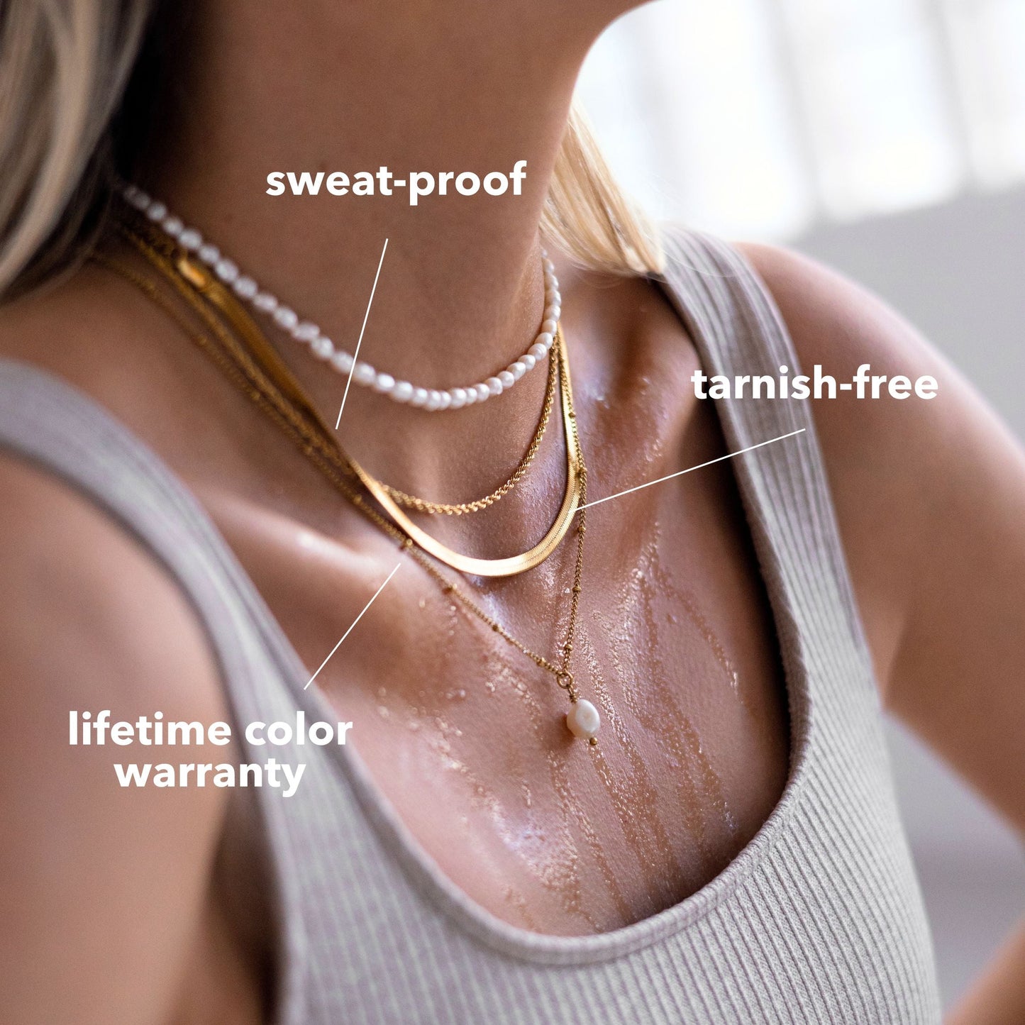Damen Herringbone Choker Gold Halskette wasserfest Edelstahl 4 mm