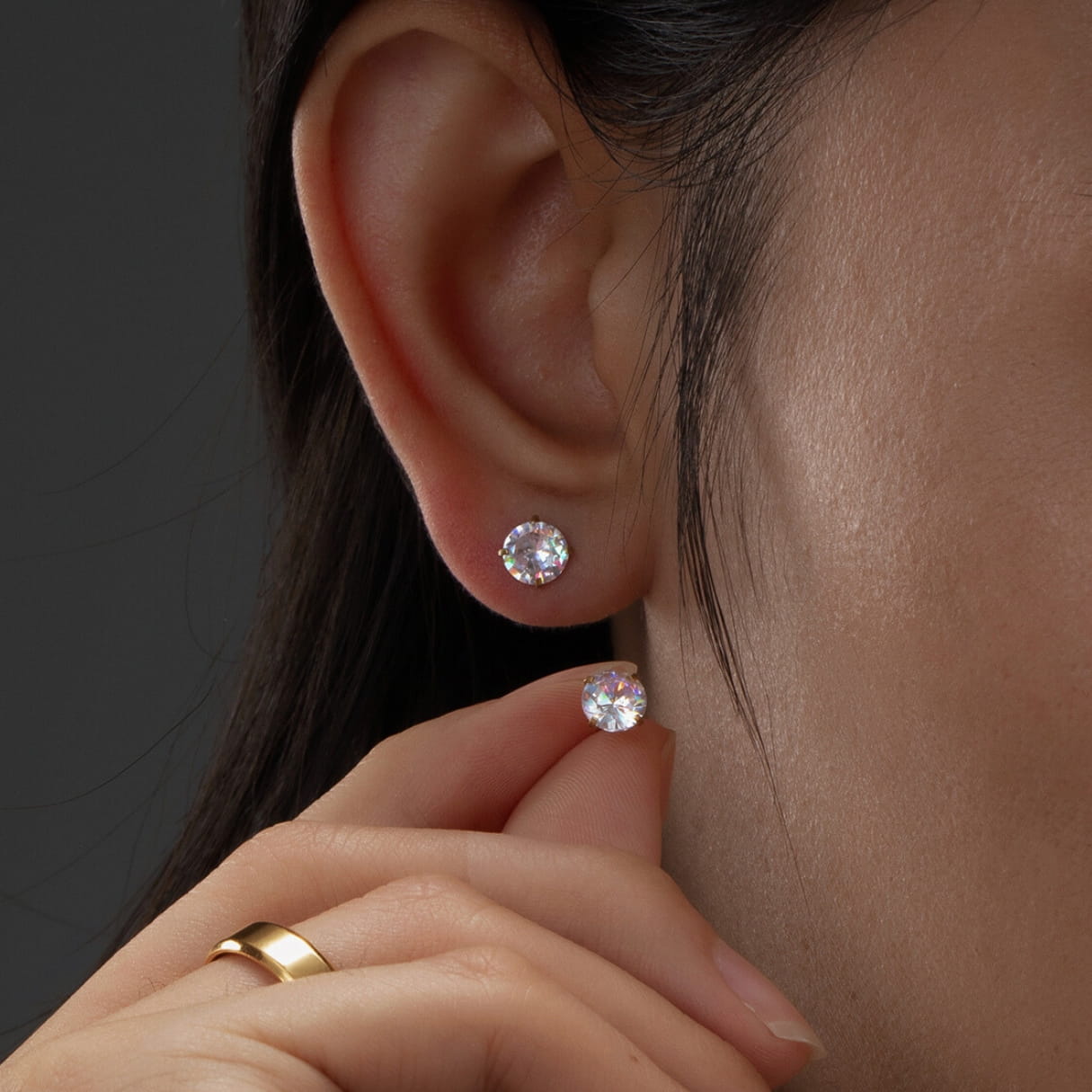 Damen Ohrstecker mit 5A Zirkonia Steinen, wasserdichter Schmuck aus 316L Edelstahl