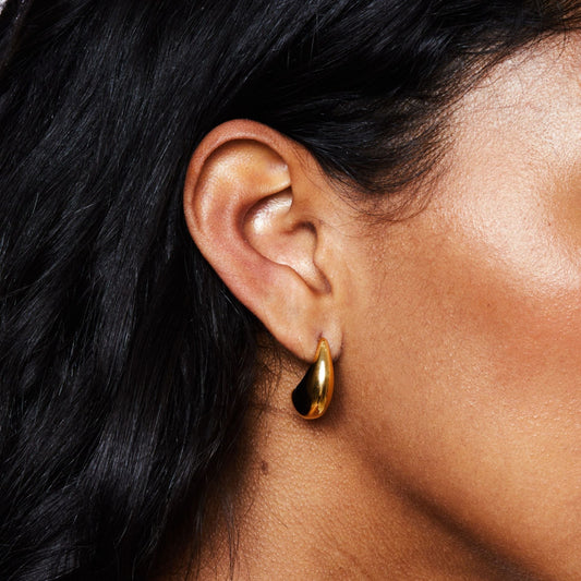 Damen Creolen Gold Tropfenform wasserdicht hypoallergen elegant