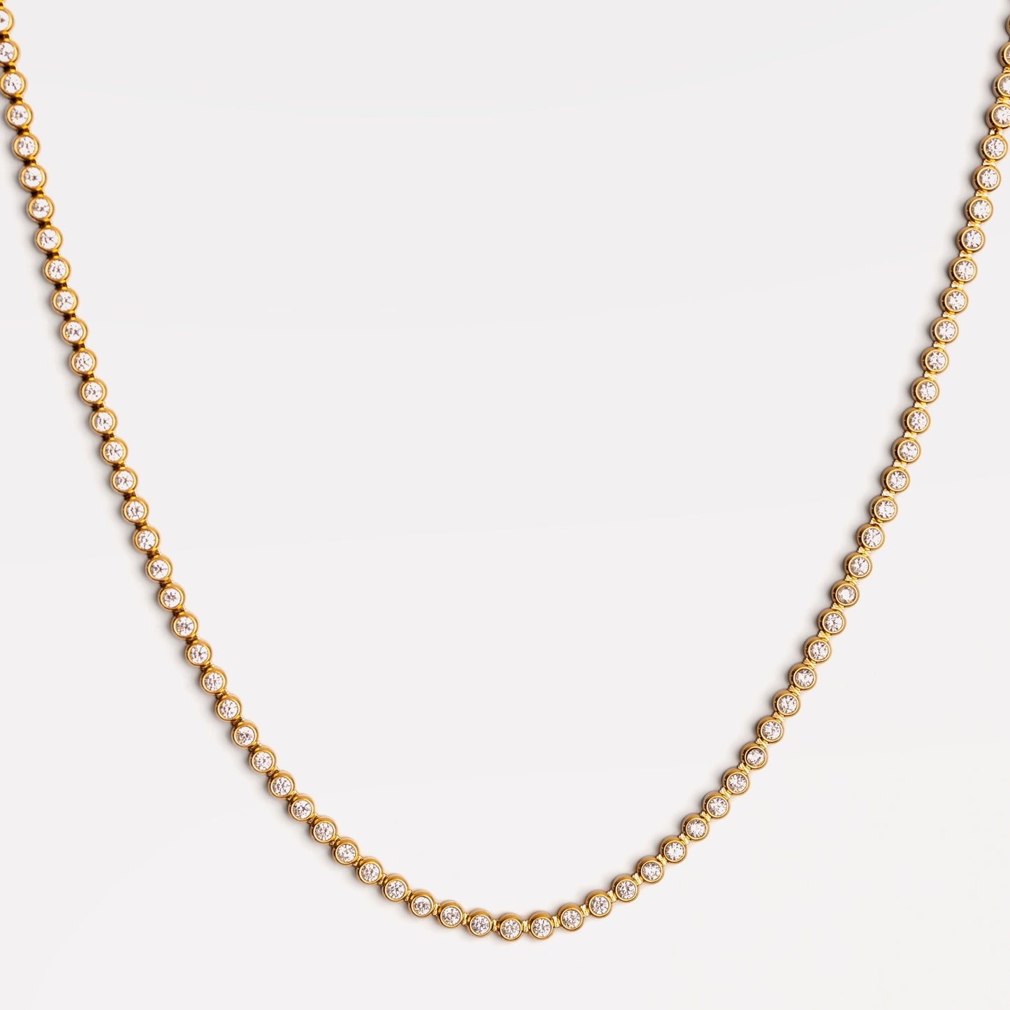 Damen Tennis Choker Gold mit Zirkon Steinen wasserfest