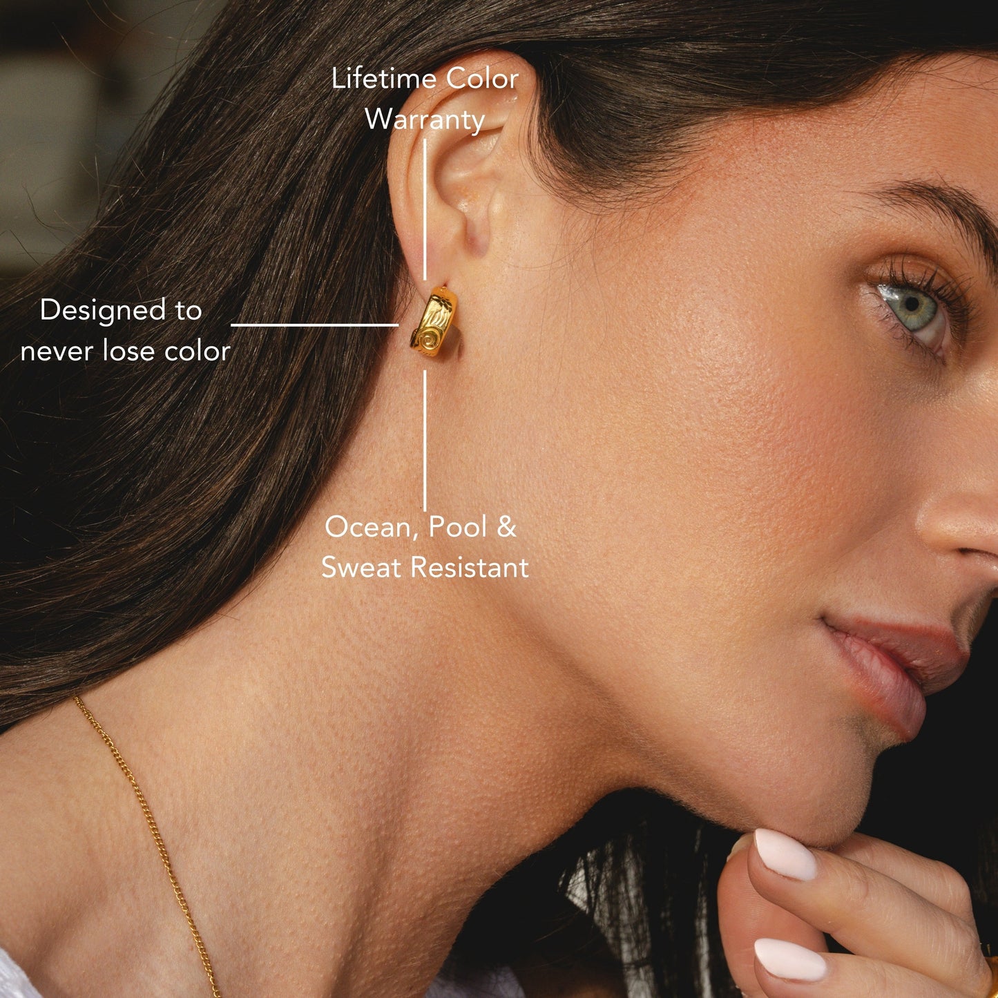Damen Creolen Gold halb offen floral wasserdicht hypoallergen