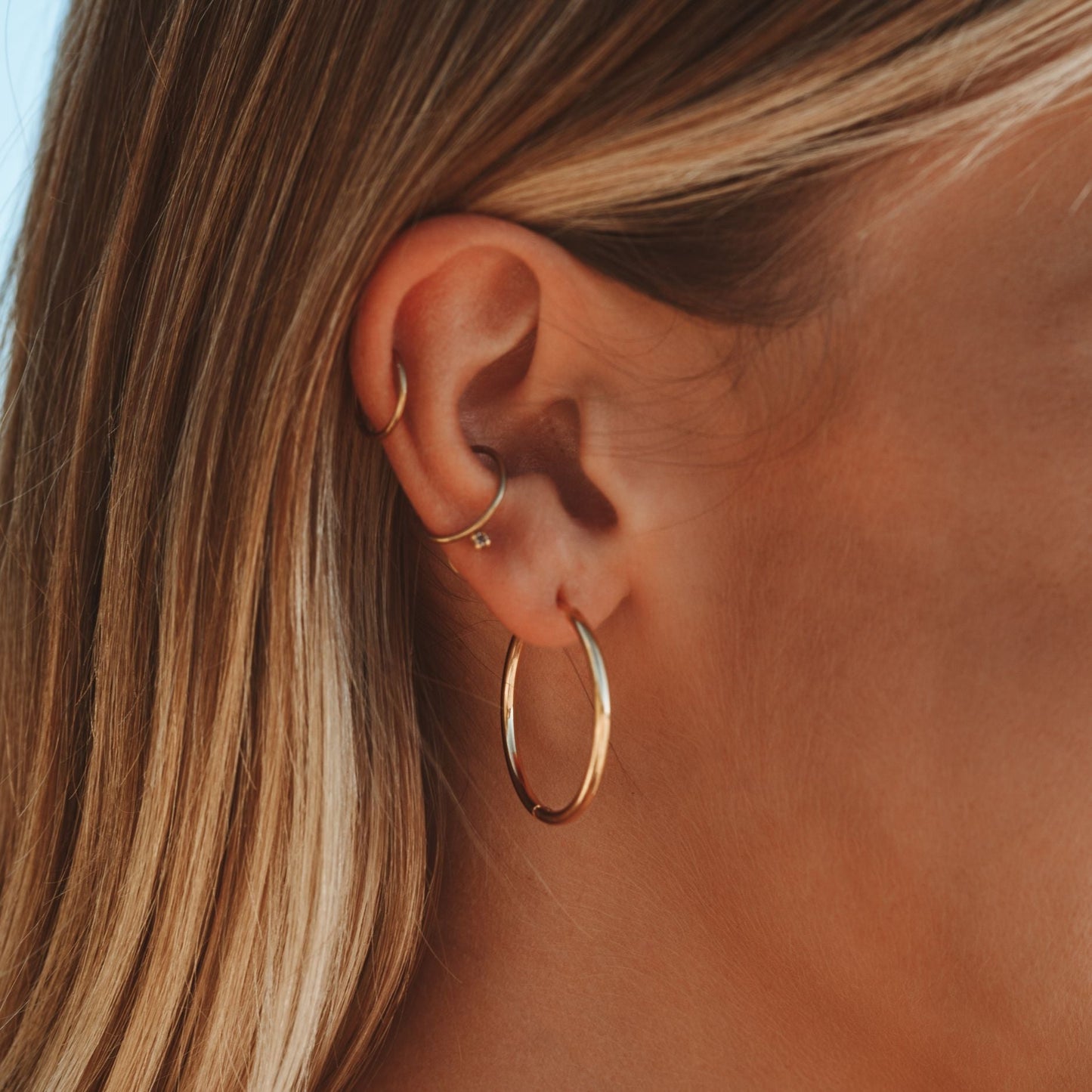 Damen Creolen gold dünn Edelstahl wasserfest hypoallergen