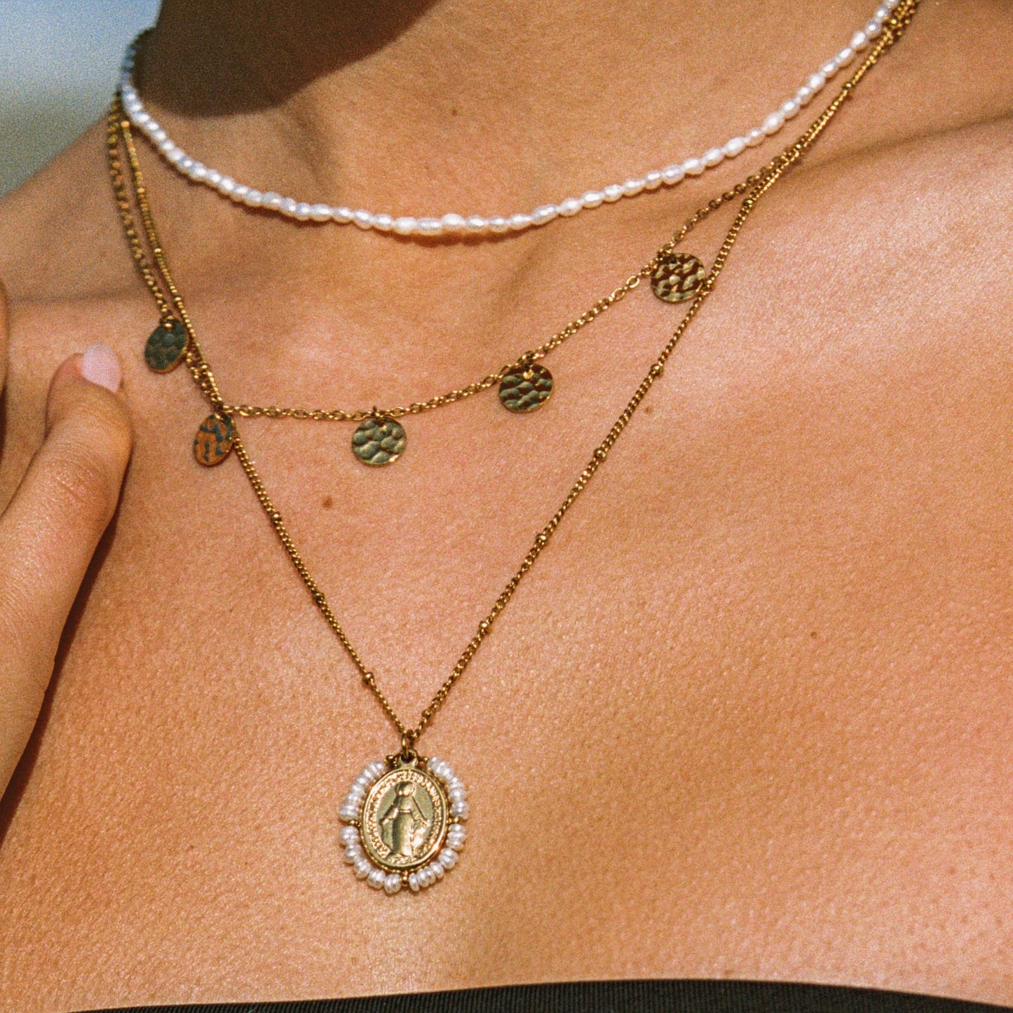 Damen Perlen Choker Halskette Gold Süßwasserperlen wasserdicht hypoallergen