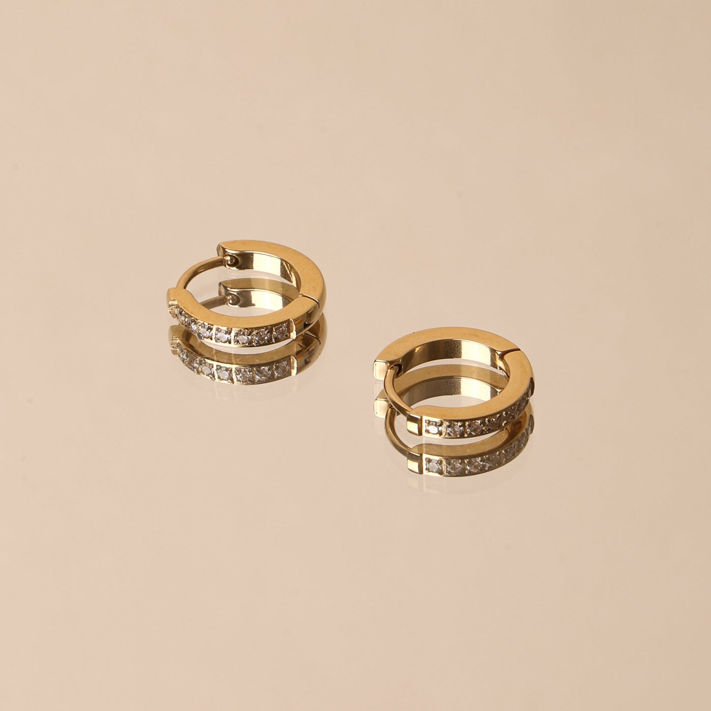 Damen Mini Creolen gold Zirkonia Edelstahl wasserfest hypoallergen