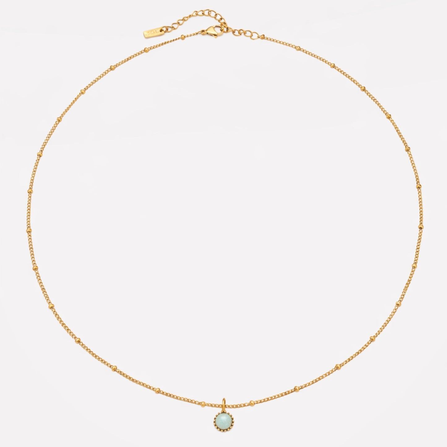 Damen Opal Halskette Gold wasserfest mit rundem Anhänger Beaded Chain
