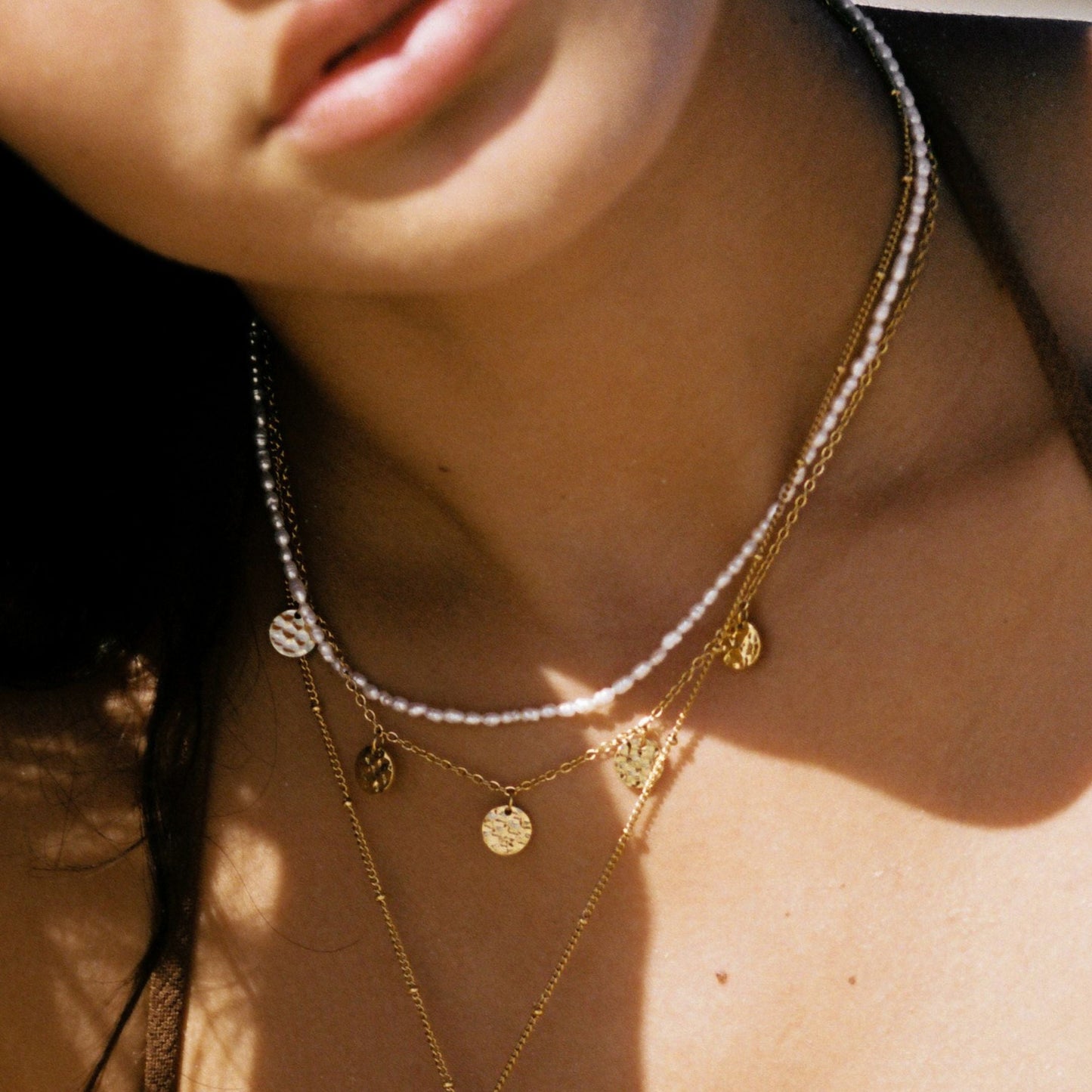 Damen Perlen Choker Halskette Gold Süßwasserperlen wasserdicht hypoallergen