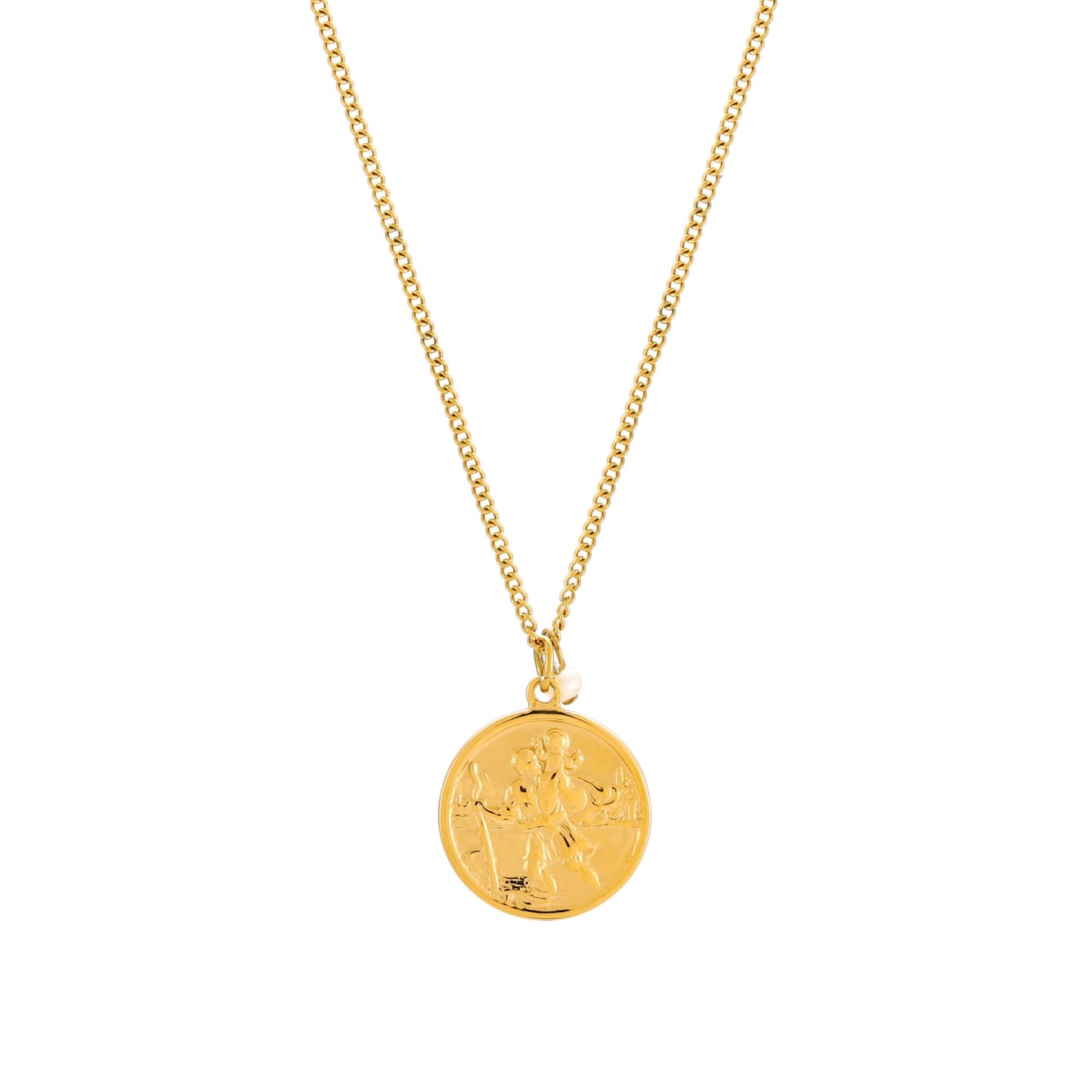 Damen Medaillon Halskette Gold mit Süßwasserperle wasserfest