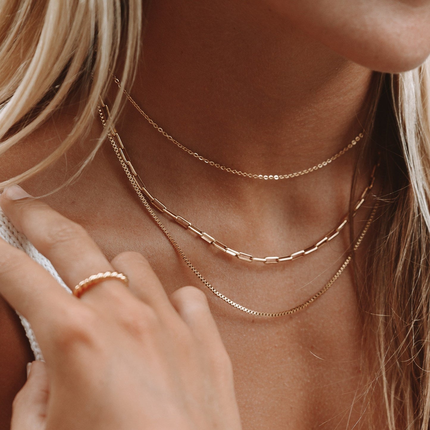 Damen Layering Halskette Gold mehrreihig verstellbar wasserdicht hypoallergen
