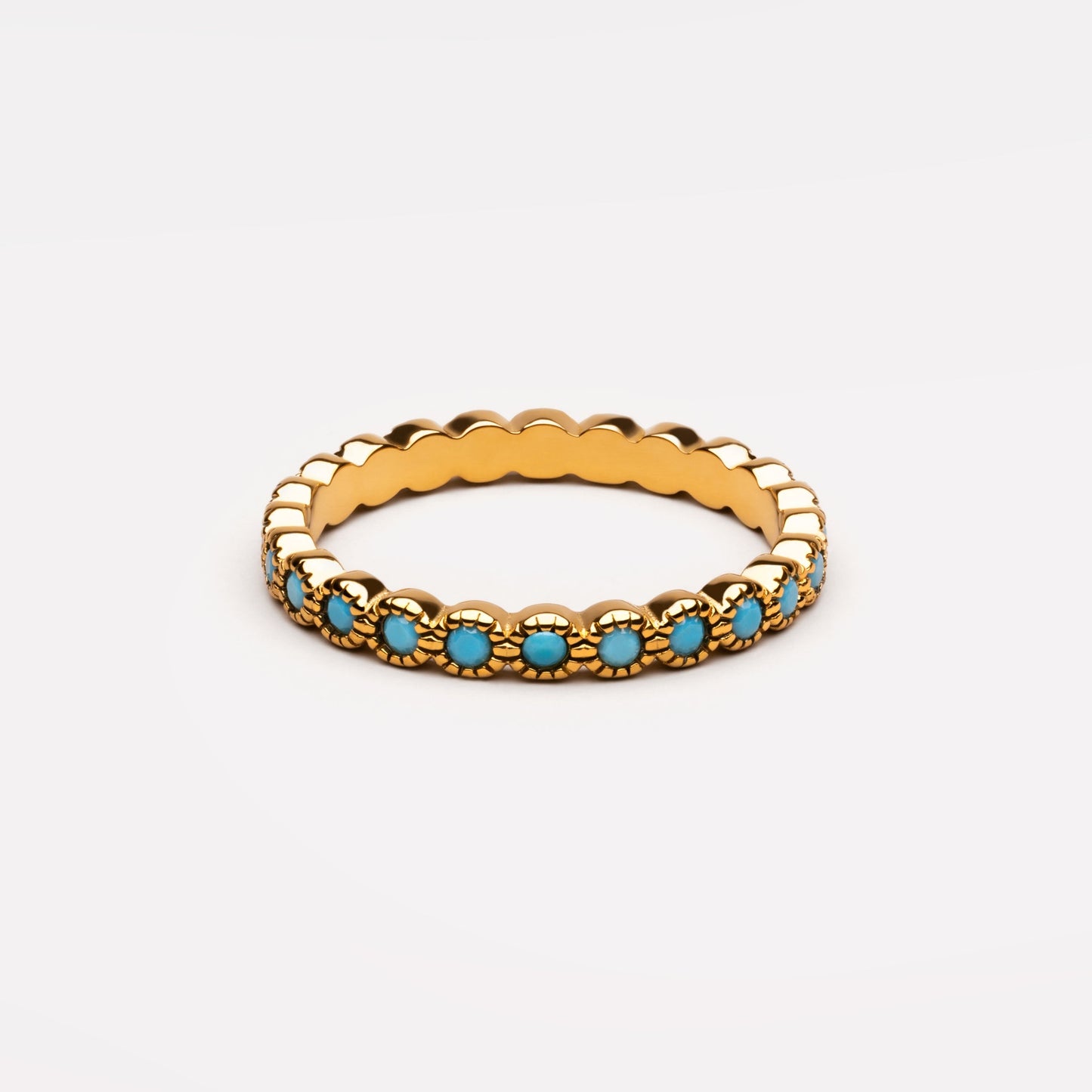 Damen Ring Türkis Blau Goldfarben schmal wasserdicht hypoallergen