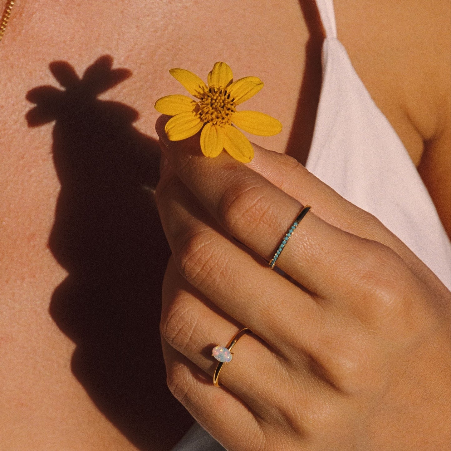 Damen Ring Türkis Gold schmal wasserfest hypoallergen