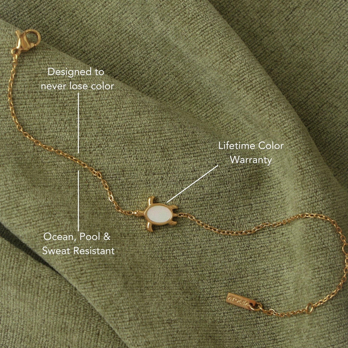 Damen Schildkröten Armband gold Perlmutt Edelstahl wasserfest