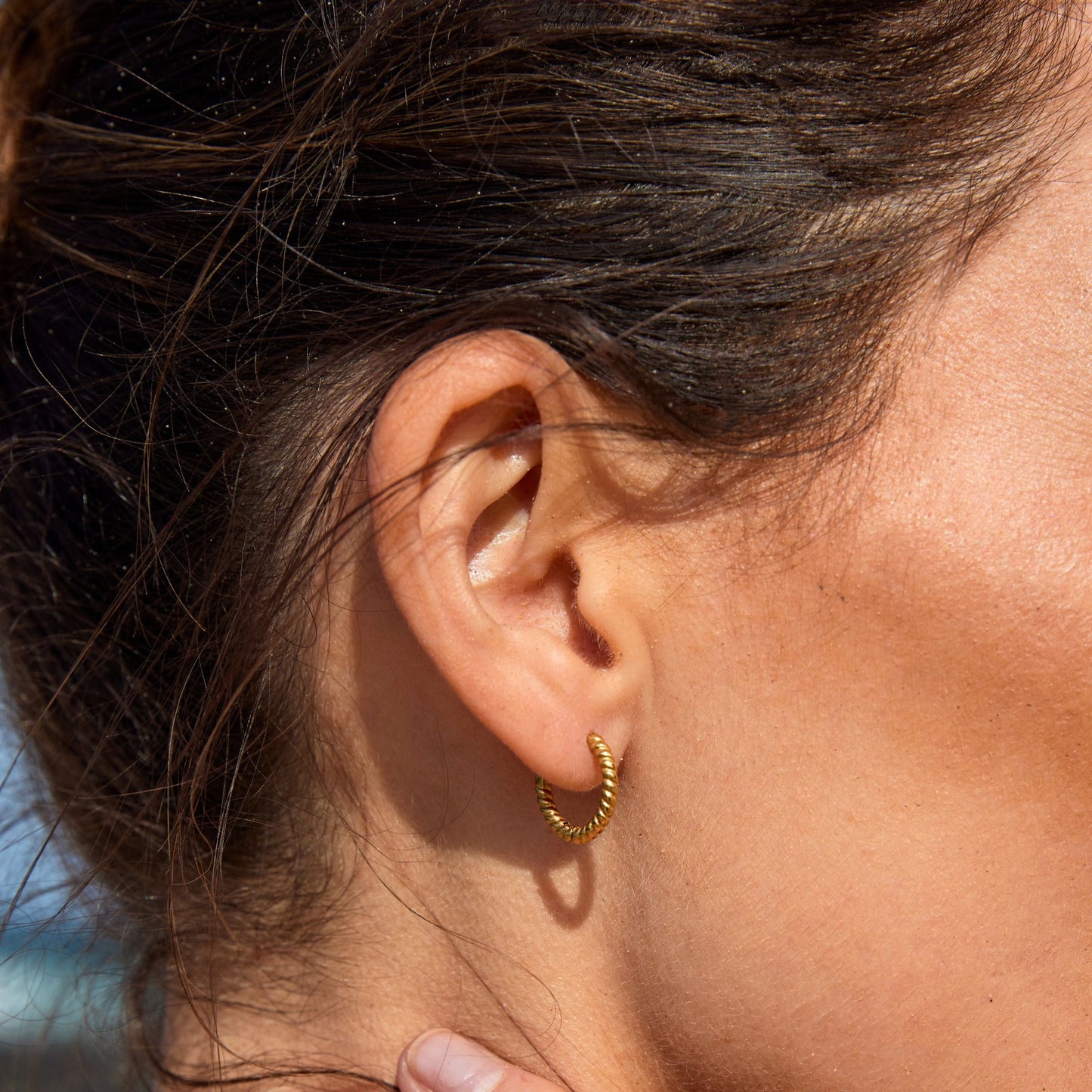 Damen gedrehte Creolen gold Edelstahl wasserfest hypoallergen