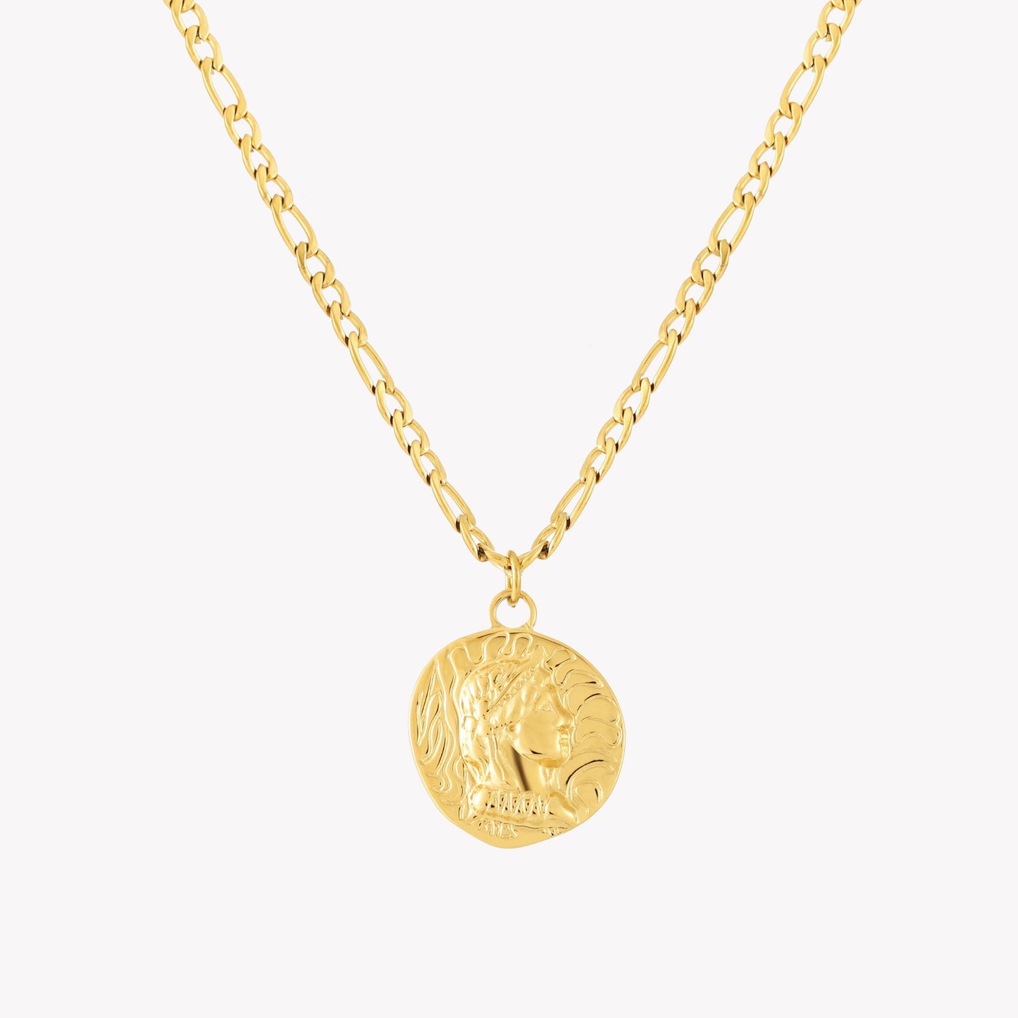 Damen Münz Halskette Gold wasserfest mit Coin Anhänger