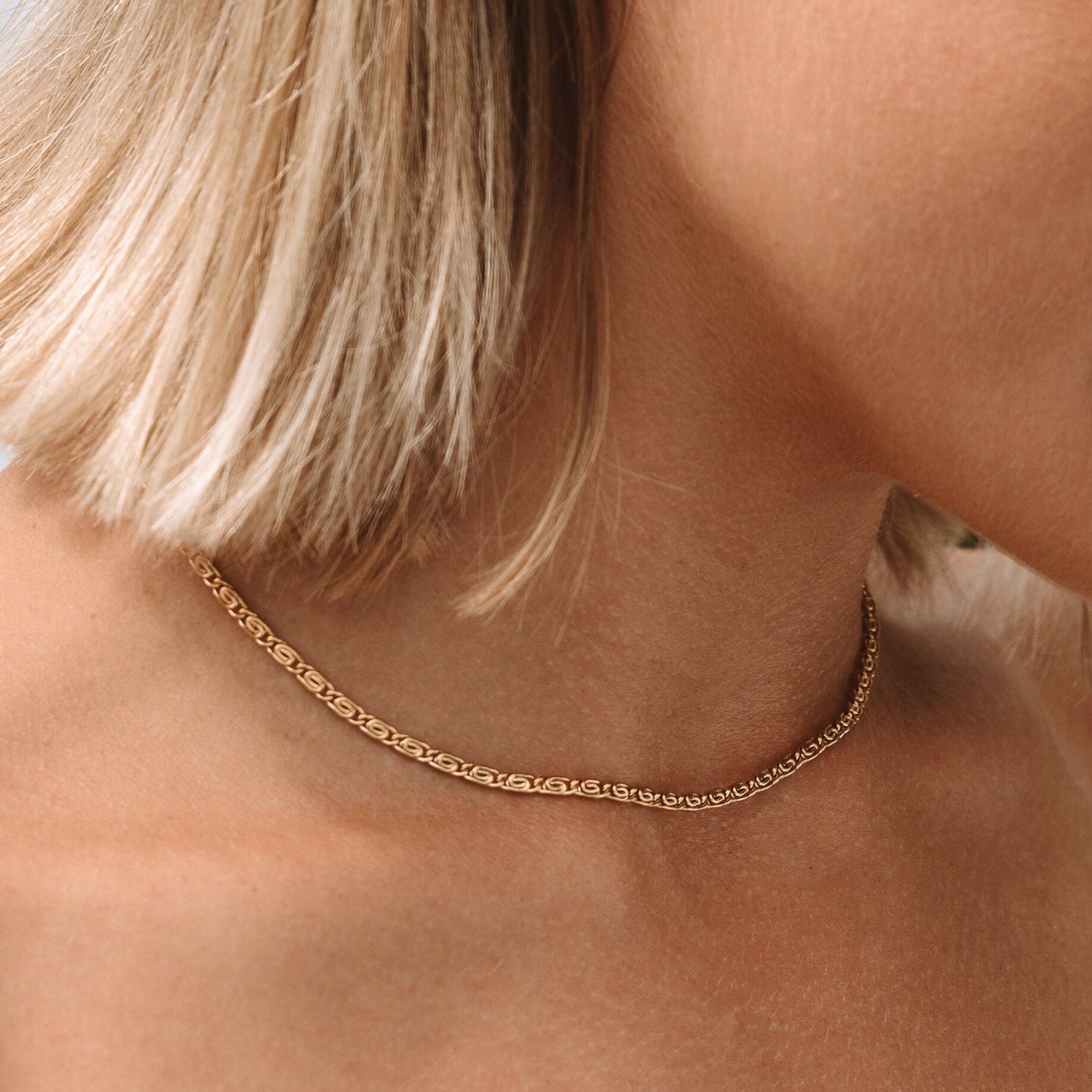 Damen Halskette Gold Vintage Stil wasserfest Edelstahl 2,7 mm