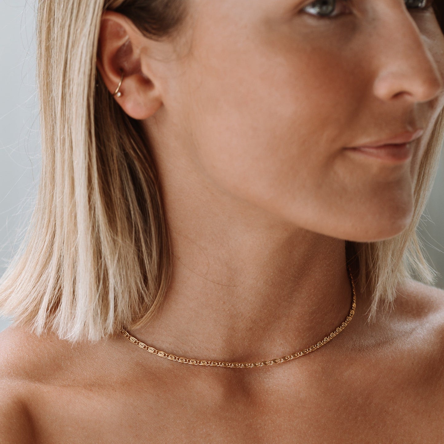 Damen Halskette Gold Vintage Stil wasserfest Edelstahl 2,7 mm