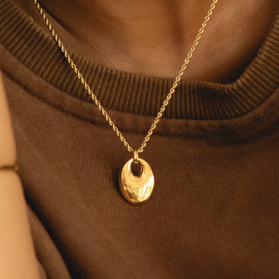 Damen Halskette Gold Statement Anhänger verstellbar wasserdicht hypoallergen