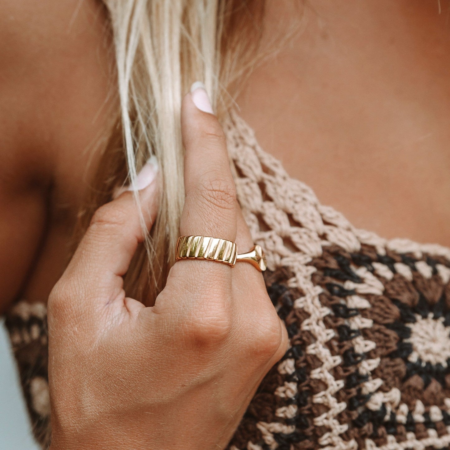 Damen Ring Gold bold wasserfest hypoallergen stapelbar