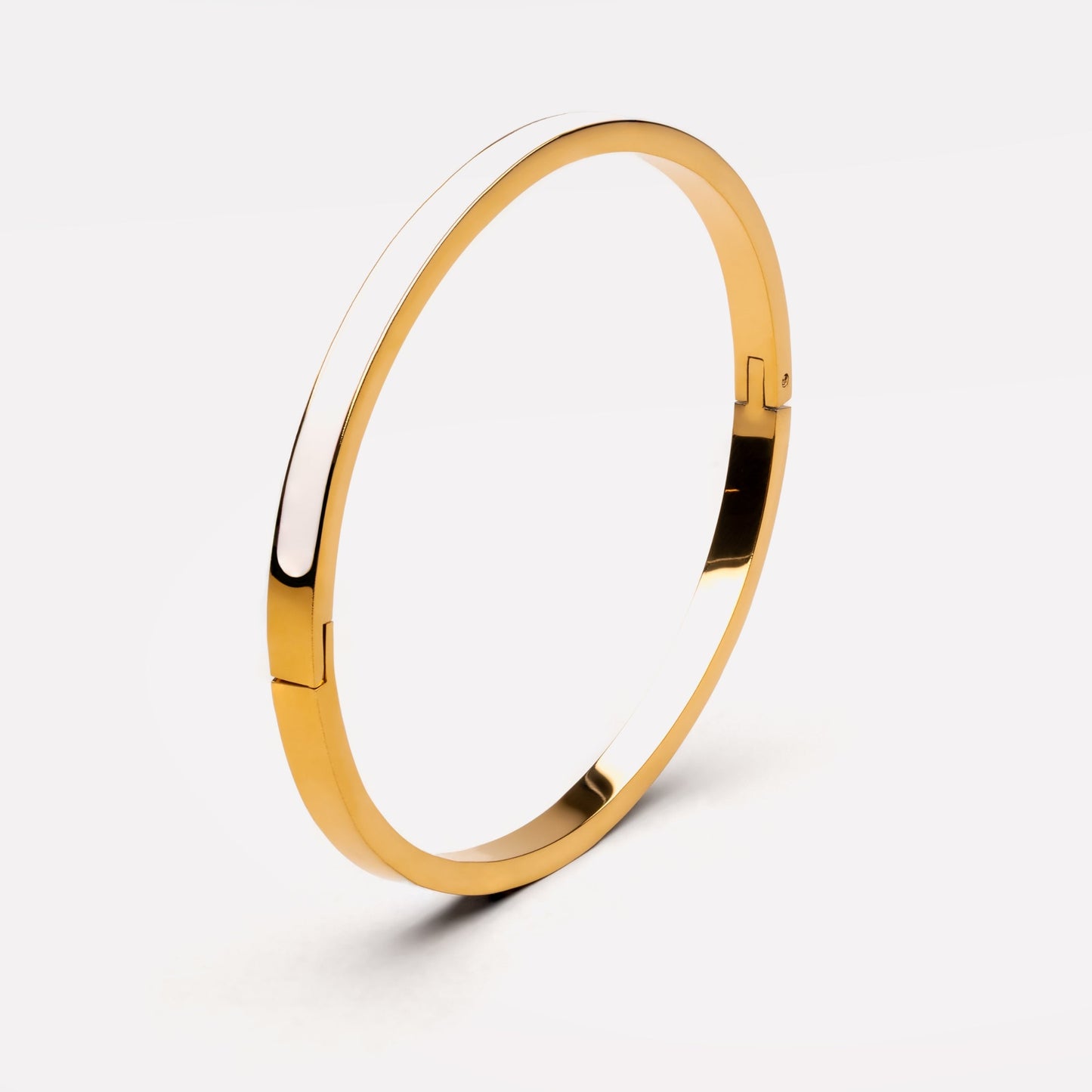 Damen Armreif Gold mit weißer Emaille wasserfest hypoallergen Edelstahl Bangle