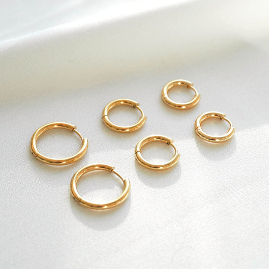 Damen Creolen Set gold Edelstahl 3 Größen wasserfest hypoallergen