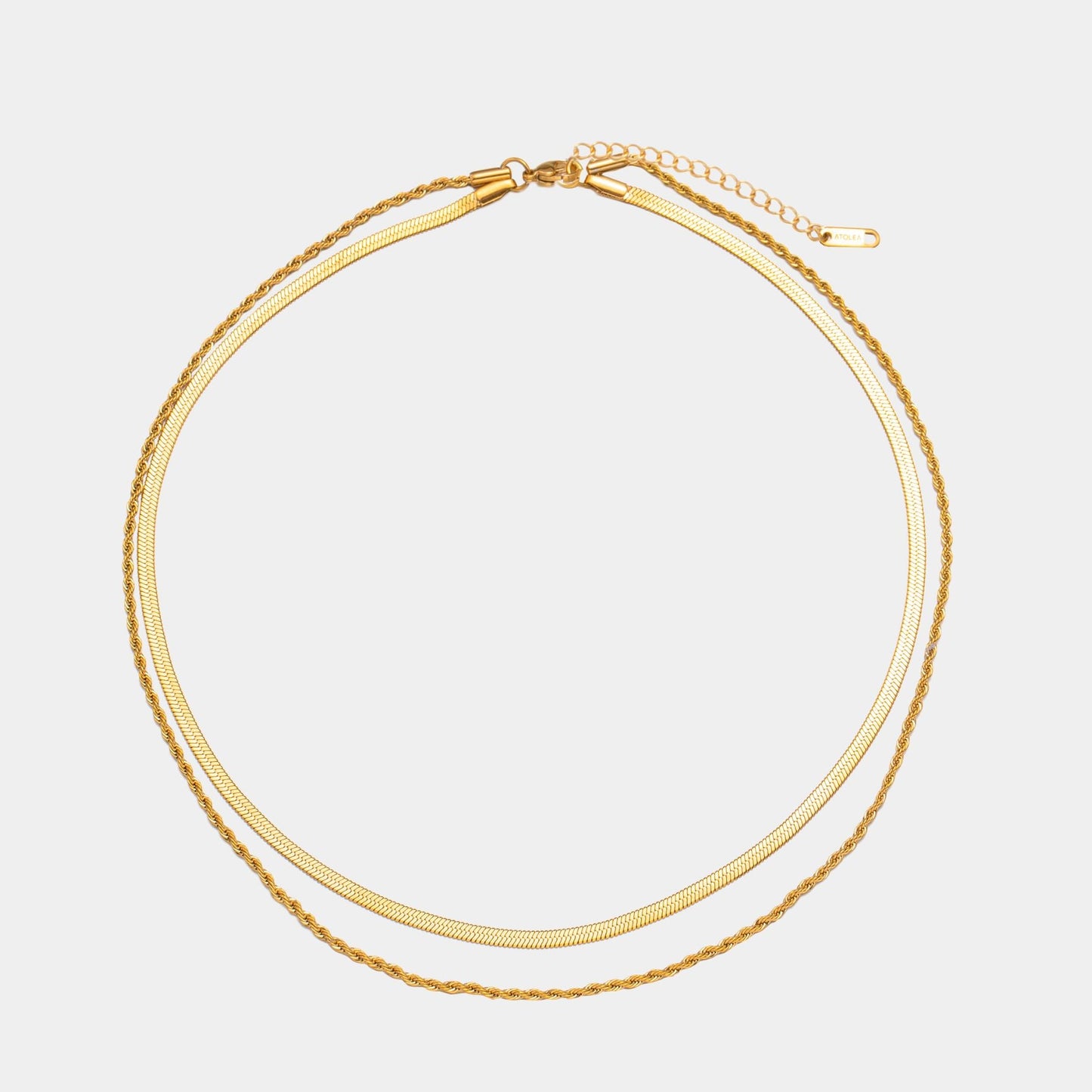 Damen Layering Halskette Gold Herringbone Rope Chain wasserfest hypoallergen